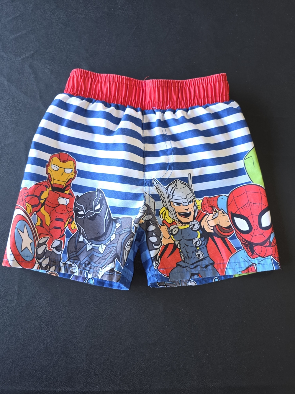 Marvel Boys' Superhero Striped Swim Shorts - Red & Blue